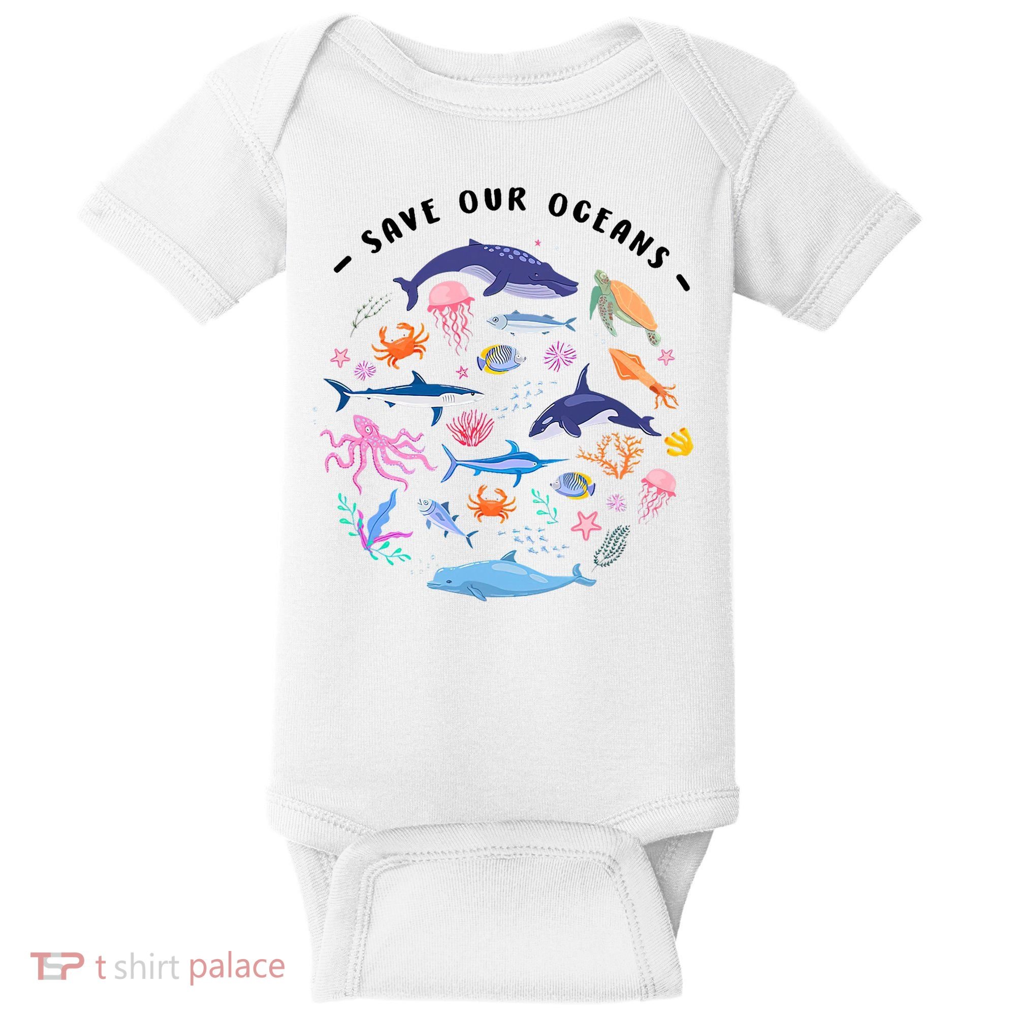 Save Our Oceans Seas, Sea Creatures, Sea Animals Protect Baby Bodysuit