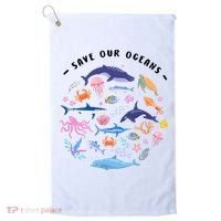 Save Our Oceans Seas, Sea Creatures, Sea Animals Protect Golf Towel thumb 0