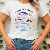 Save Our Oceans Seas, Sea Creatures, Sea Animals Protect Women's T-Shirt thumb 2