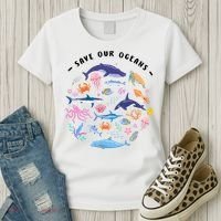 Save Our Oceans Seas, Sea Creatures, Sea Animals Protect Women's T-Shirt thumb 3