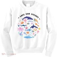 Save Our Oceans Seas, Sea Creatures, Sea Animals Protect Kids Sweatshirt thumb 0