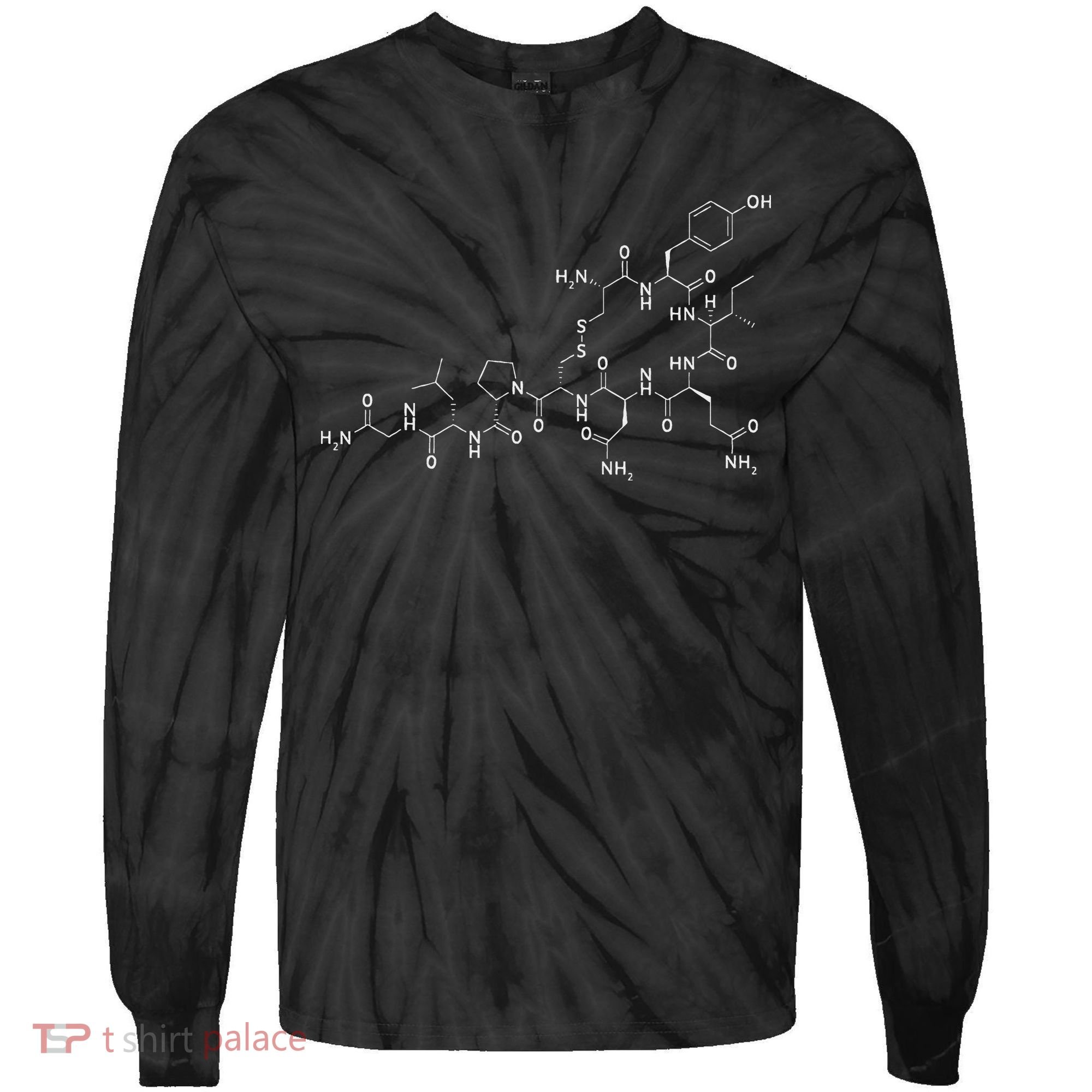 Structure Of Oxytocin Chemical Molecule Chemistry Tie-Dye Long Sleeve Shirt