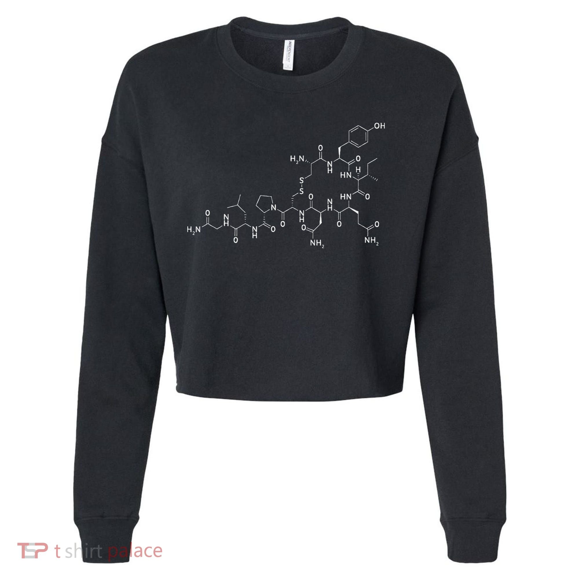 Structure Of Oxytocin Chemical Molecule Chemistry Cropped Pullover Crew