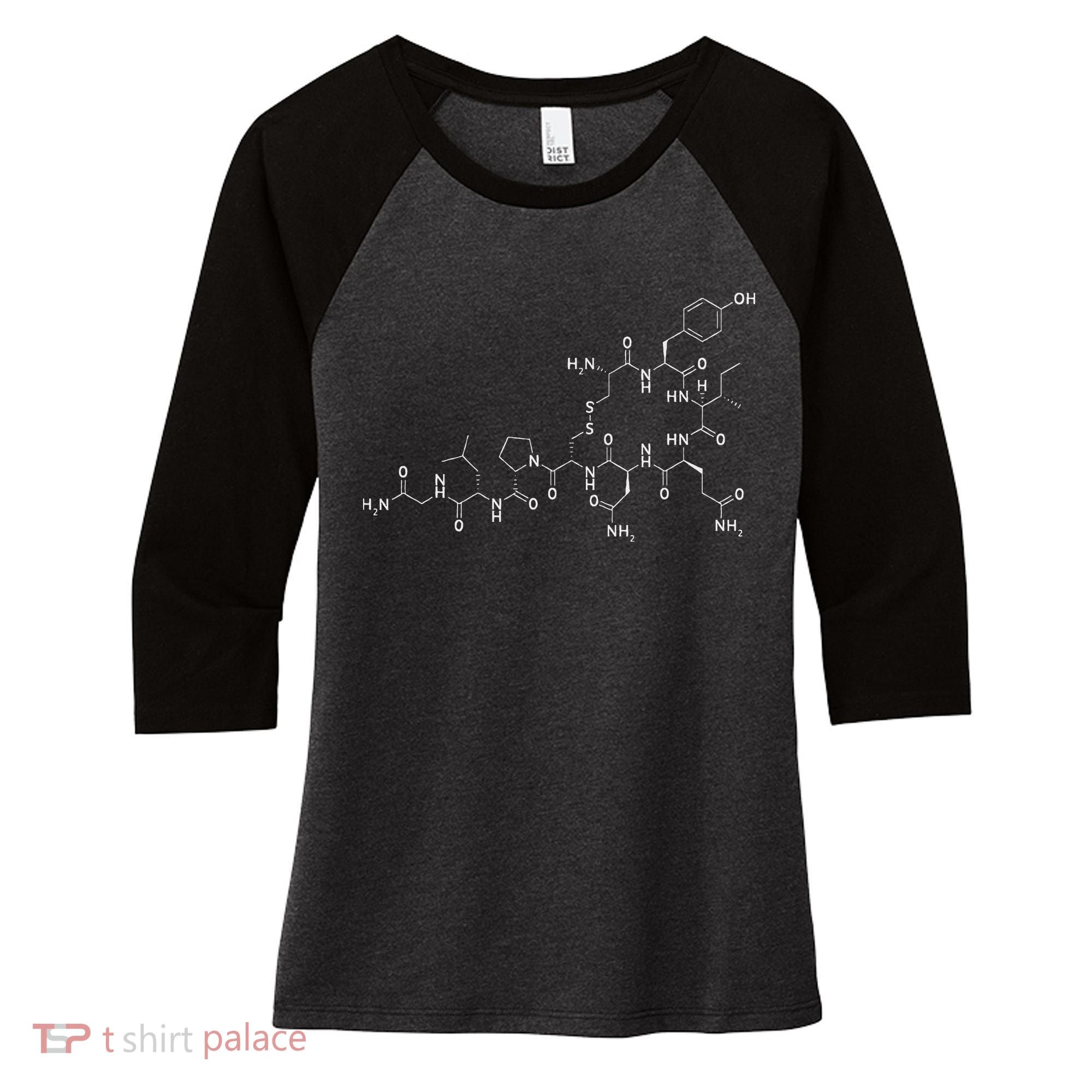 Structure Of Oxytocin Chemical Molecule Chemistry Women's Tri-Blend 3/4-Sleeve Raglan Shirt