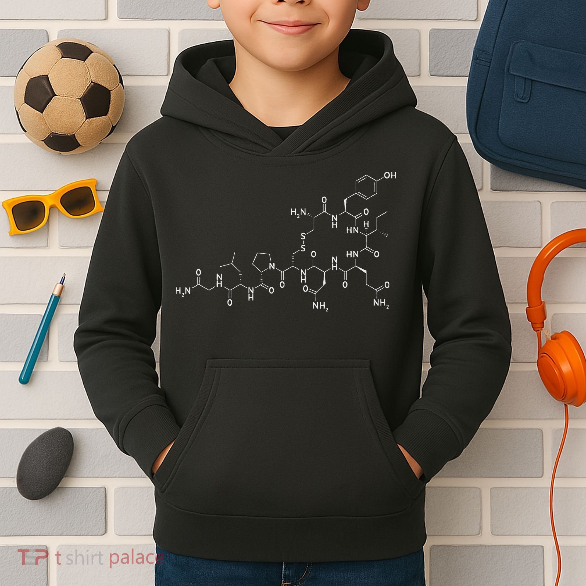 Structure Of Oxytocin Chemical Molecule Chemistry Kids Hoodie