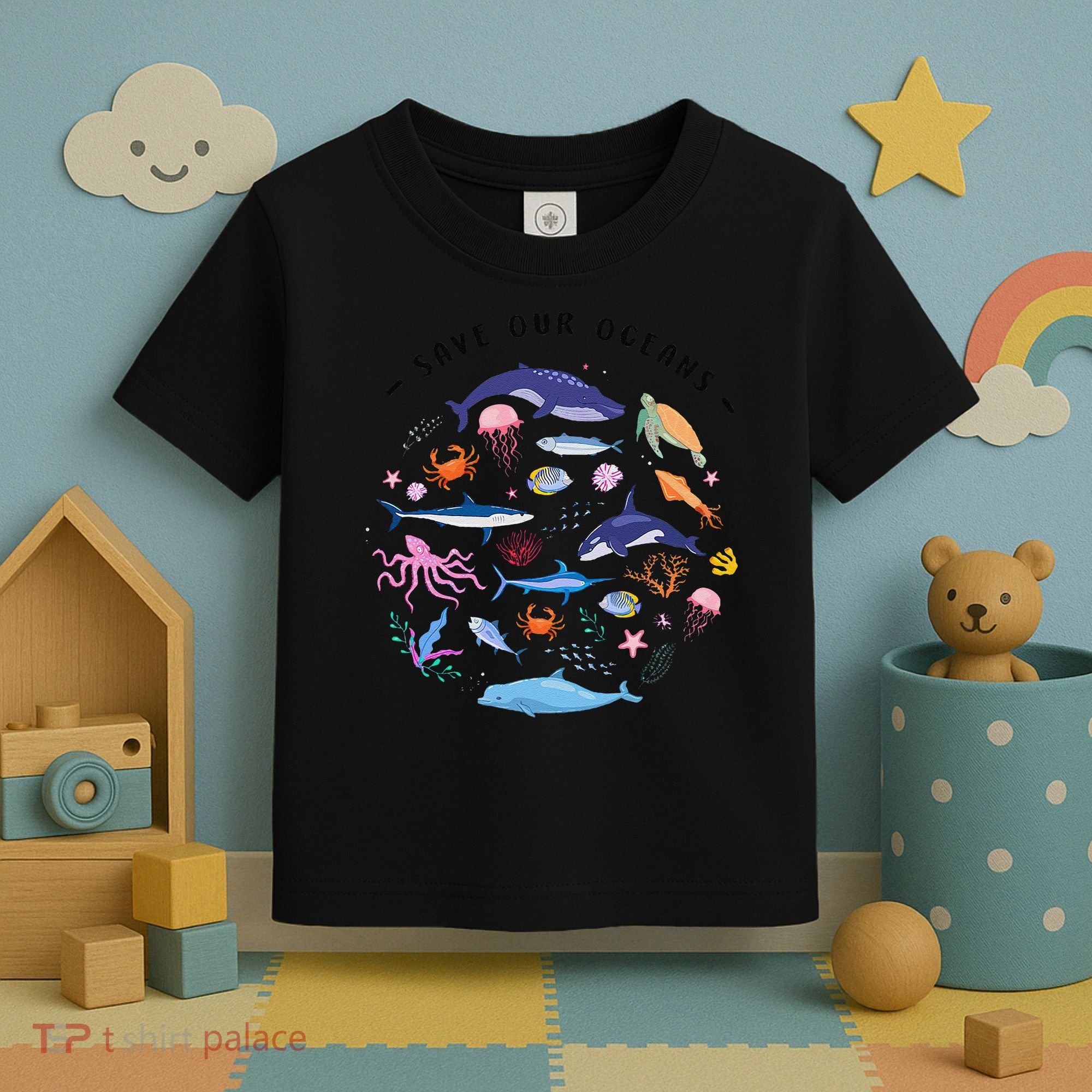 Save Our Oceans Seas Sea Creatures Sea Animals Protect Toddler T-Shirt