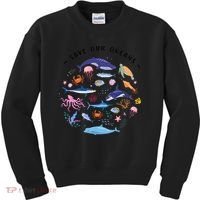 Save Our Oceans Seas Sea Creatures Sea Animals Protect Kids Sweatshirt thumb 0