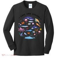 Save Our Oceans Seas Sea Creatures Sea Animals Protect Kids Long Sleeve Shirt thumb 0