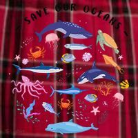 Save Our Oceans Seas Sea Creatures Sea Animals Protect Women's Flannel Plaid Pajama Pants thumb 2