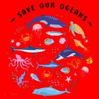 Save Our Oceans Seas Sea Creatures Sea Animals Protect Santa Hat thumb 1