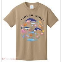 Save Our Oceans Seas Sea Creatures Sea Animals Protect Kids T-Shirt thumb 0