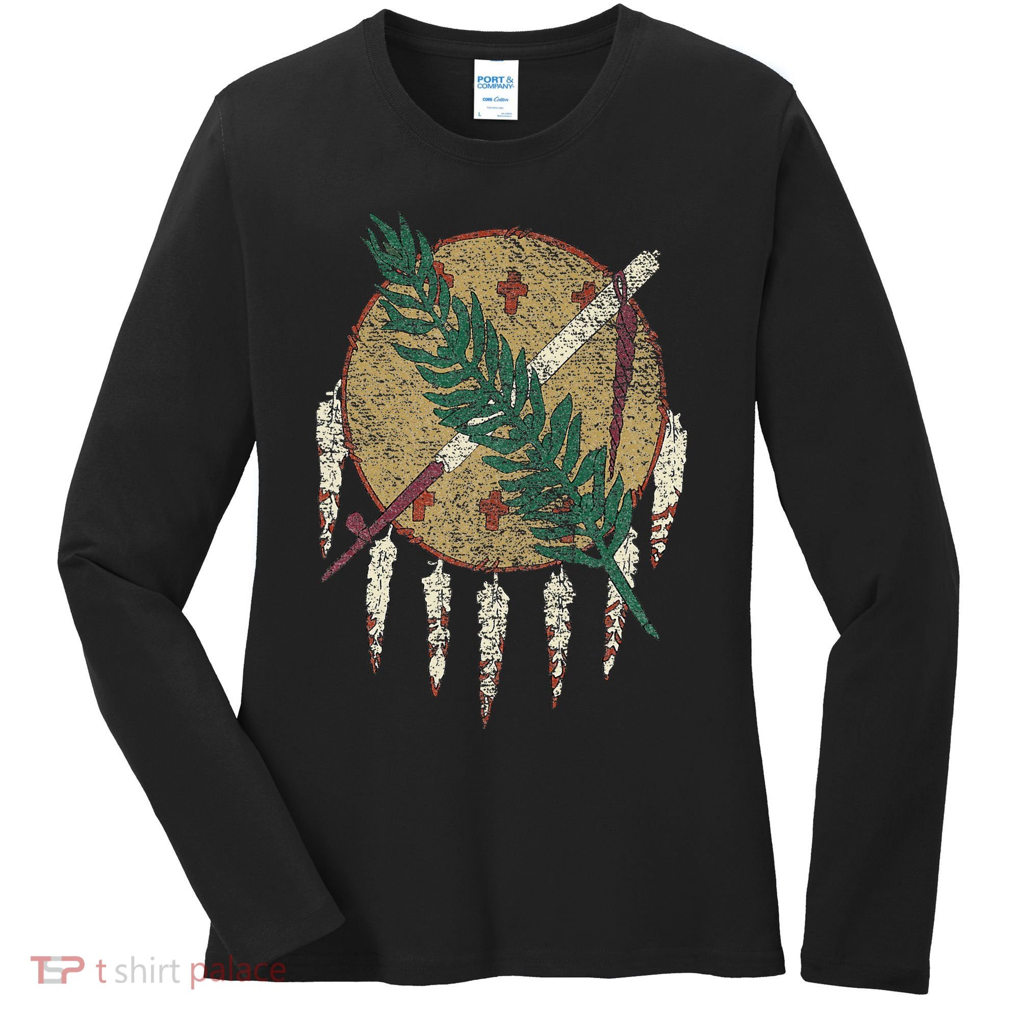 STATE OF OKLAHOMA FLAG OSAGE NATION SHIELD Women's Long Sleeve Shirt