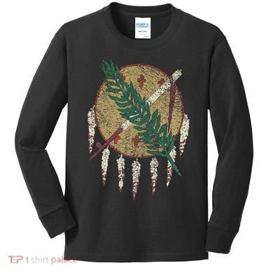 STATE OF OKLAHOMA FLAG OSAGE NATION SHIELD Kids Long Sleeve Shirt