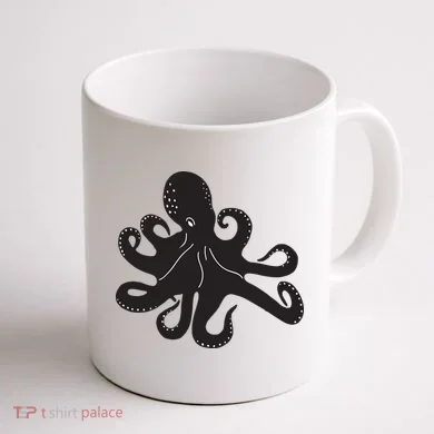 Silhouette Octopus Octopus Coffee Mug back