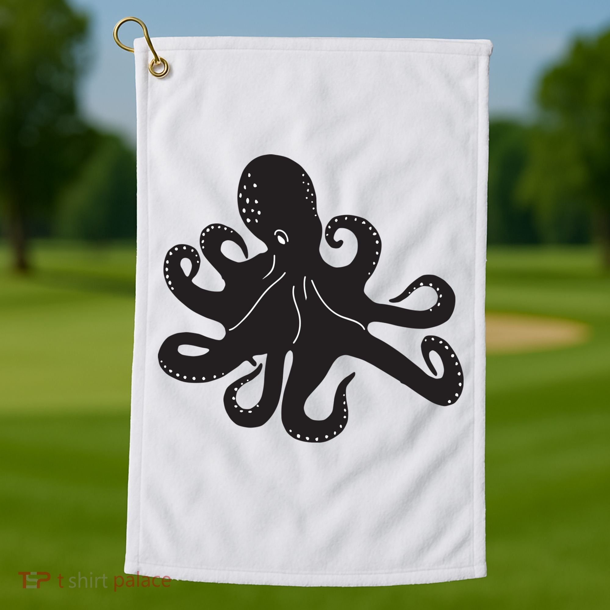 Silhouette Octopus Octopus Golf Towel