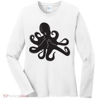 Silhouette Octopus Octopus Women's Long Sleeve Shirt