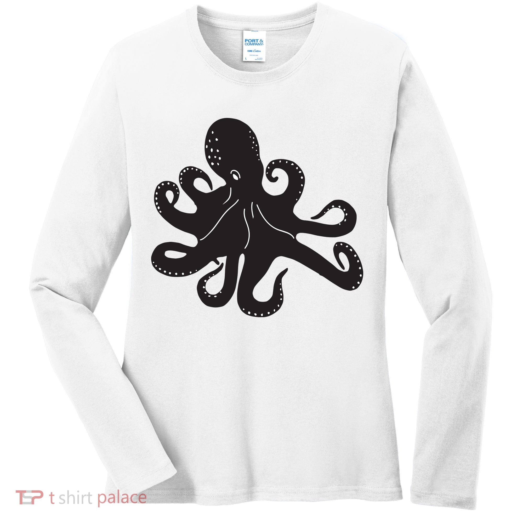 Silhouette Octopus Octopus Women's Long Sleeve Shirt