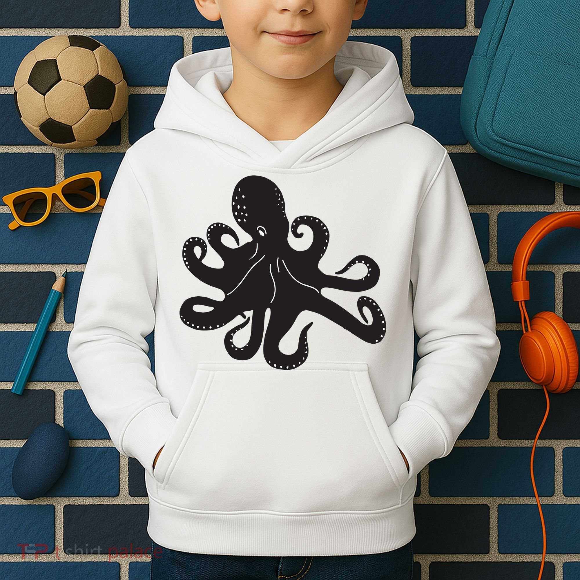 Silhouette Octopus Octopus Kids Hoodie