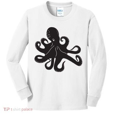 Silhouette Octopus Octopus Kids Long Sleeve Shirt