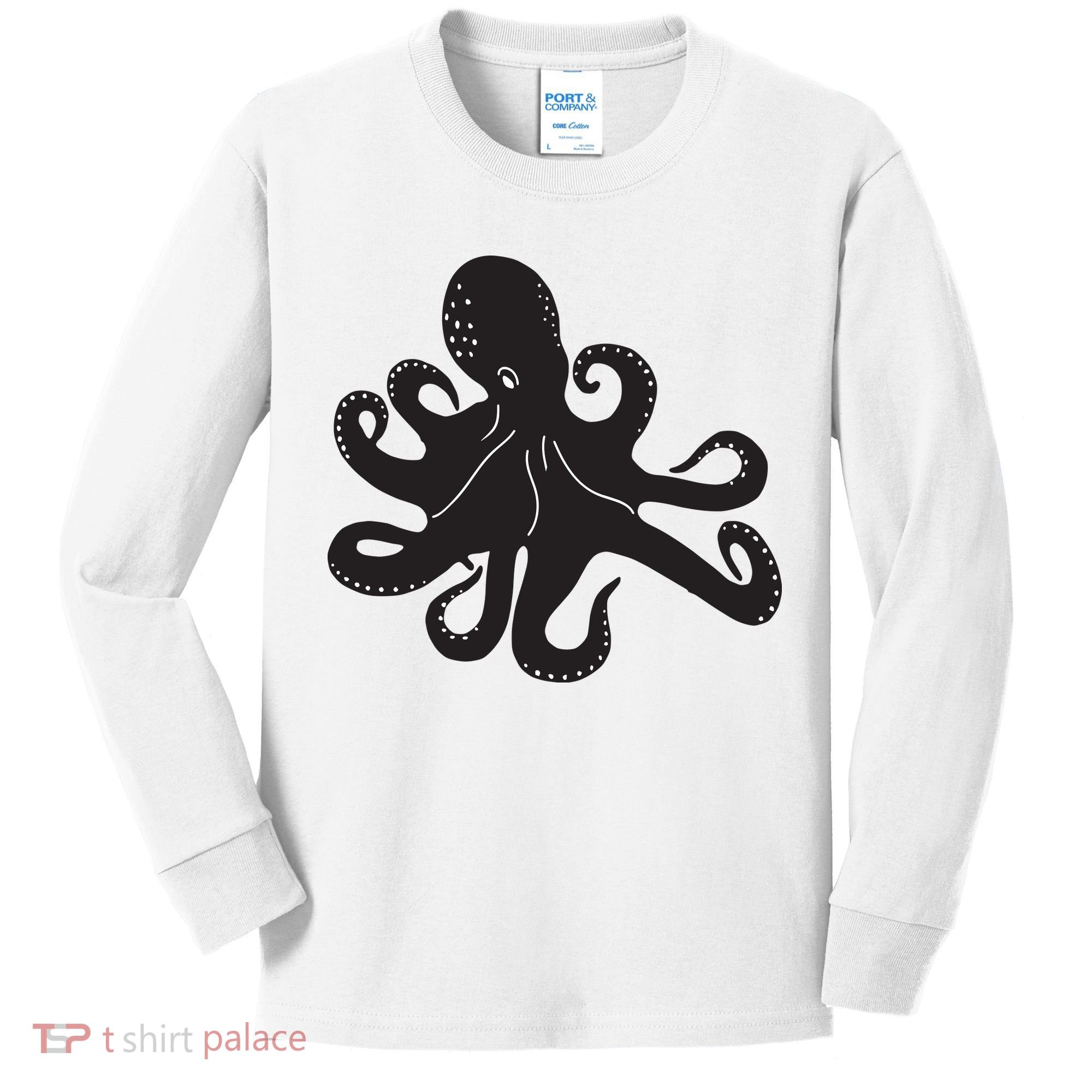 Silhouette Octopus Octopus Kids Long Sleeve Shirt