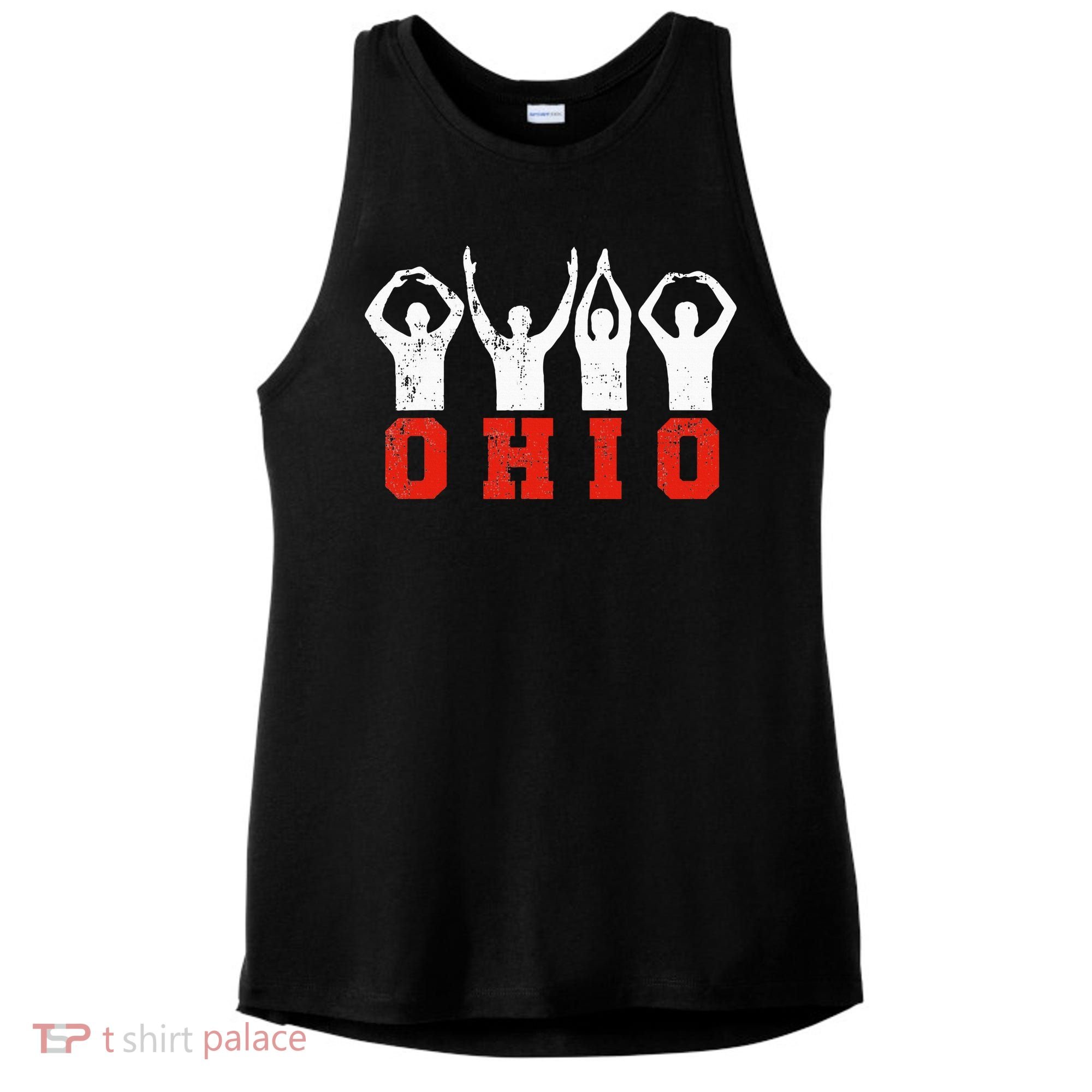 State Of Ohio Ohioan OH Trendy Distressed Ladies PosiCharge Tri-Blend Wicking Tank