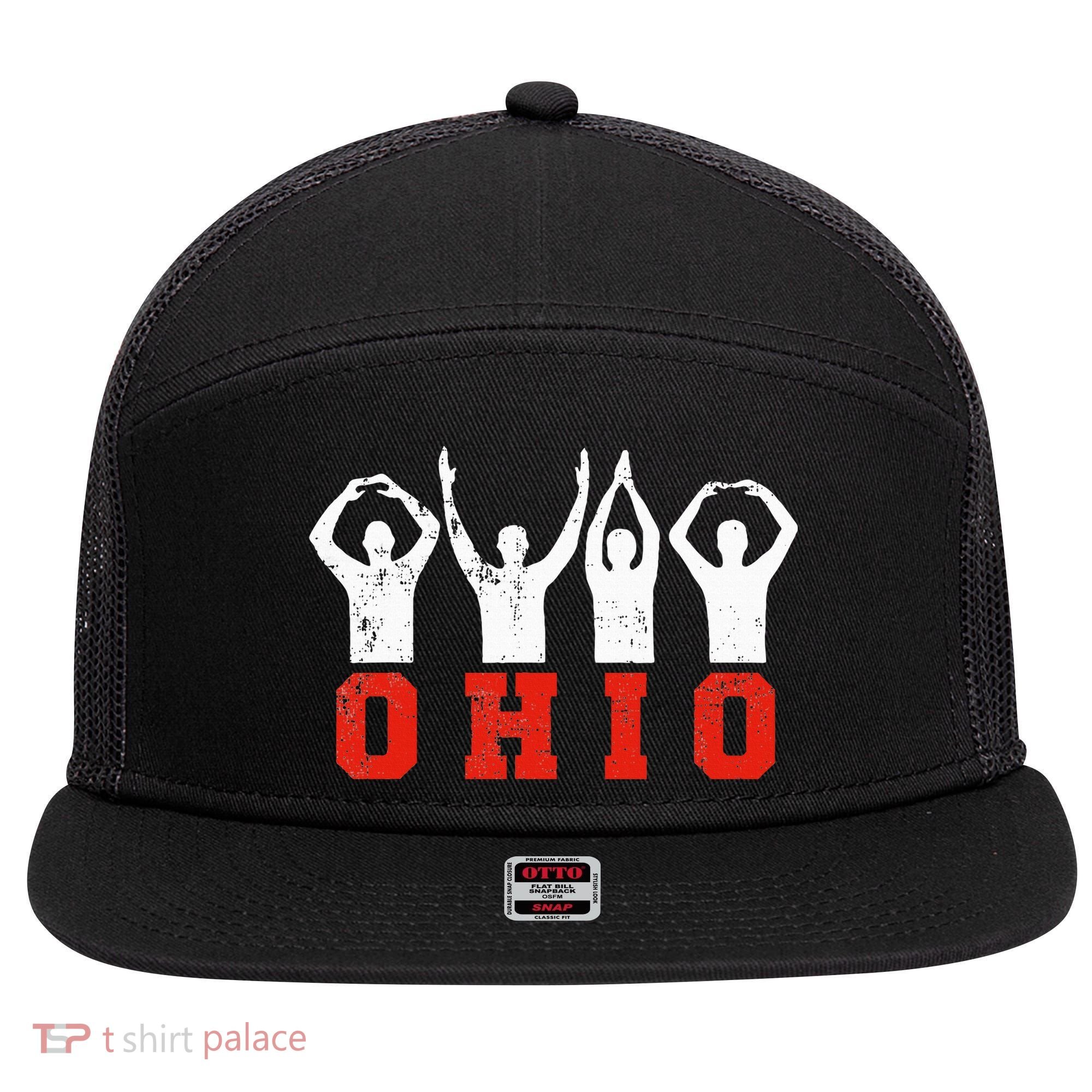 State Of Ohio Ohioan OH Trendy Distressed 7 Panel Mesh Trucker Snapback Hat