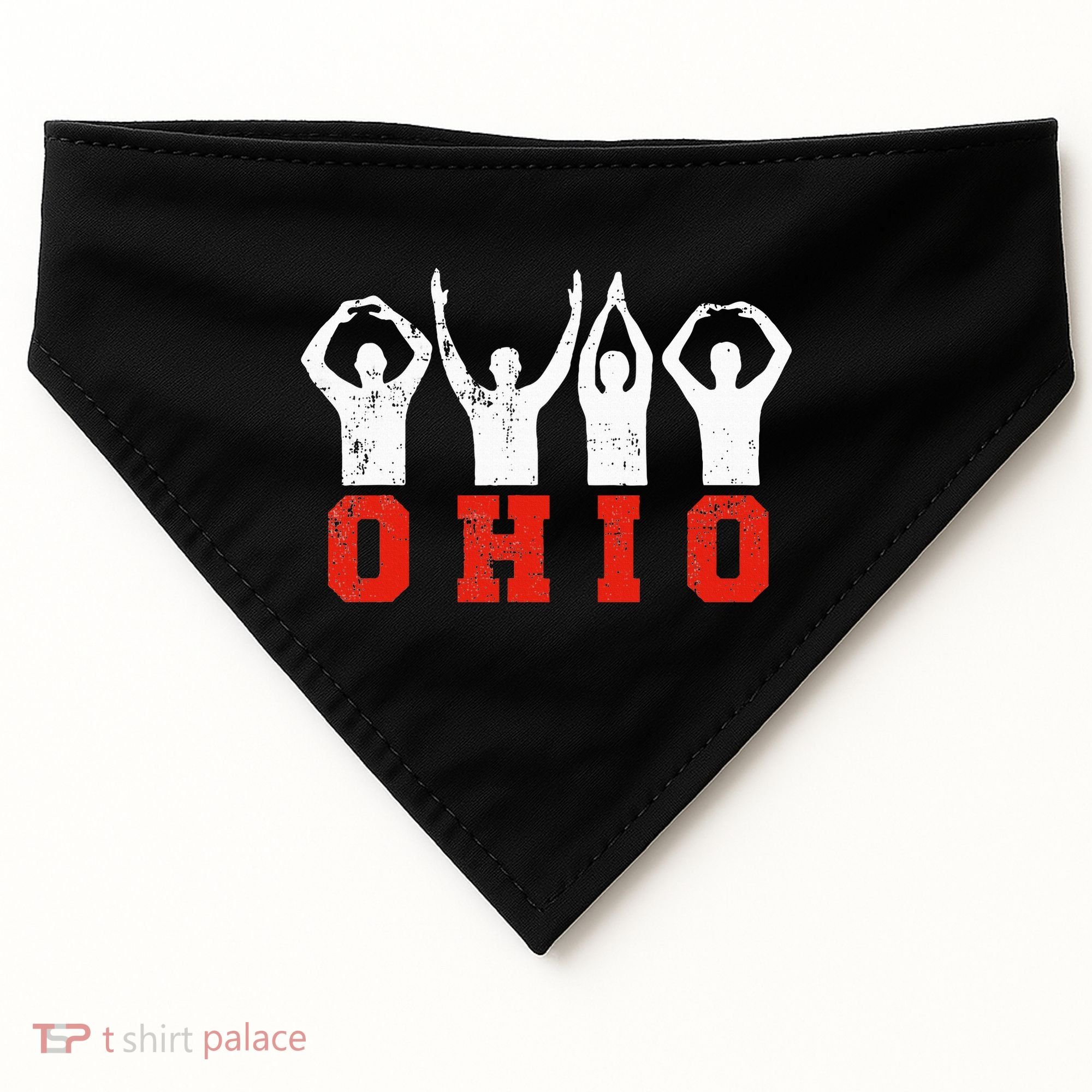 State Of Ohio Ohioan OH Trendy Distressed USA-Made Doggie Bandana