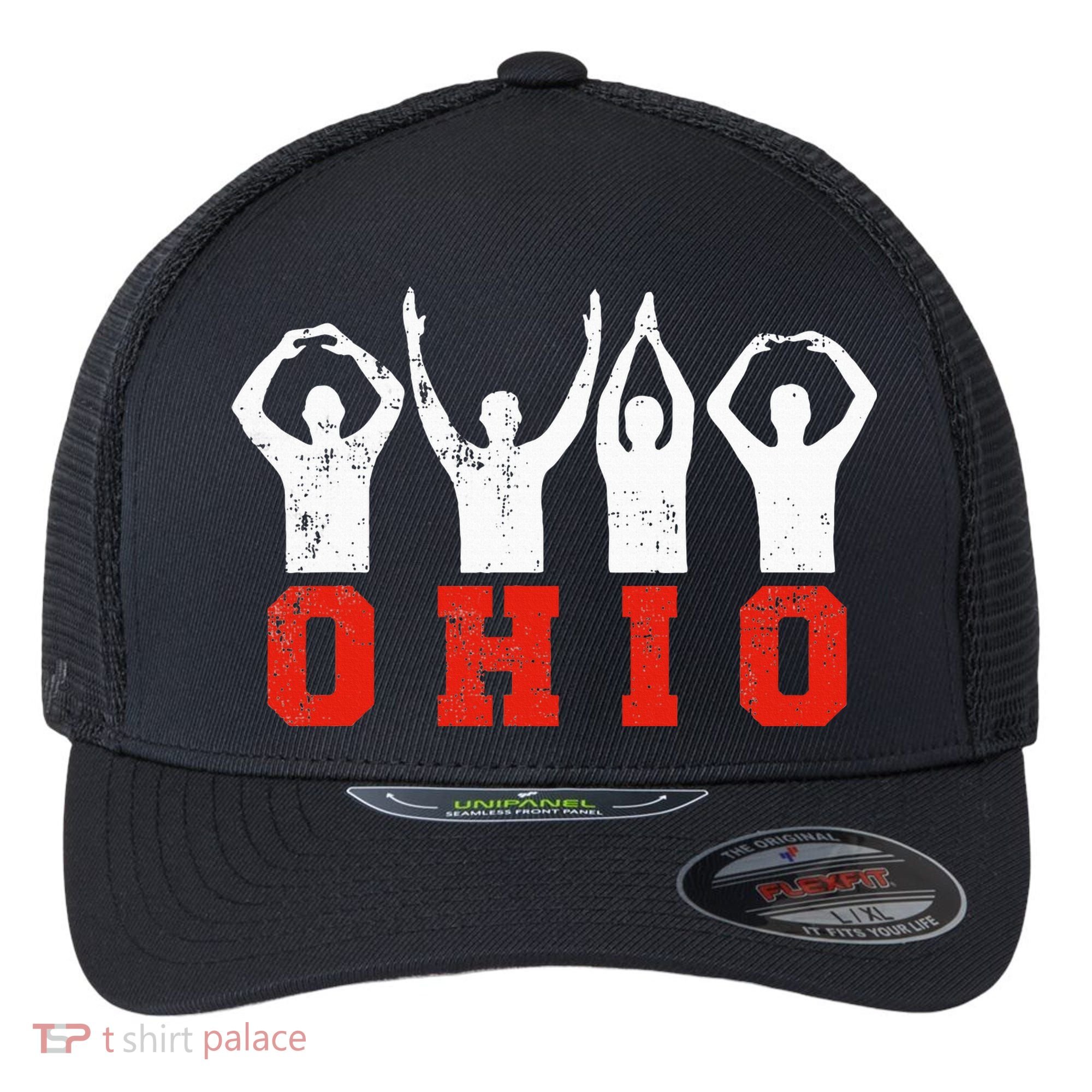 State Of Ohio Ohioan OH Trendy Distressed Flexfit Unipanel Trucker Cap