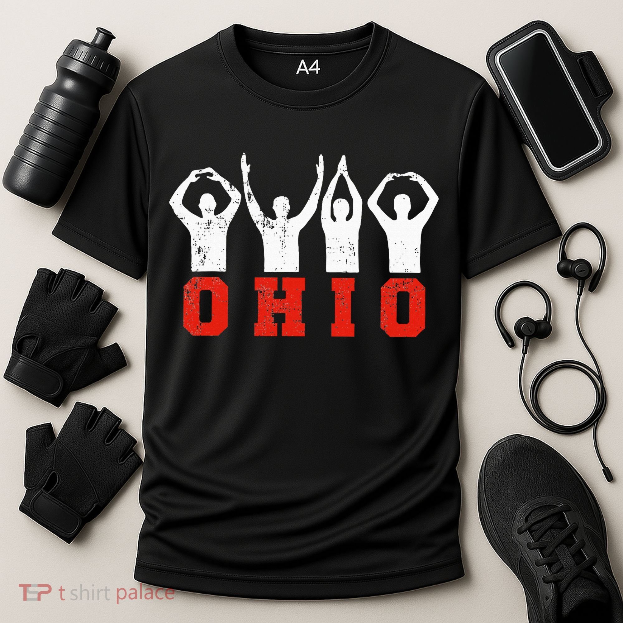 State Of Ohio Ohioan OH Trendy Distressed Cooling Performance Crew T-Shirt