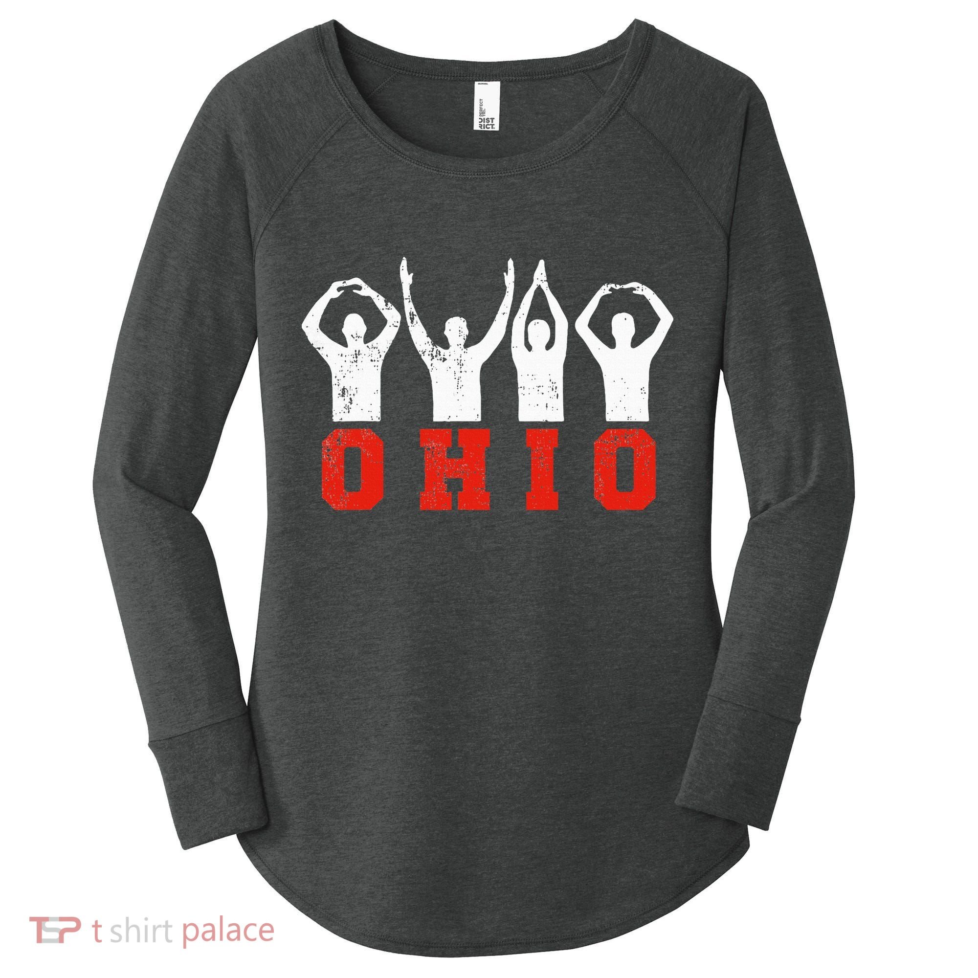 State Of Ohio Ohioan OH Trendy Distressed Women's Perfect Tri Tunic Long Sleeve Shirt