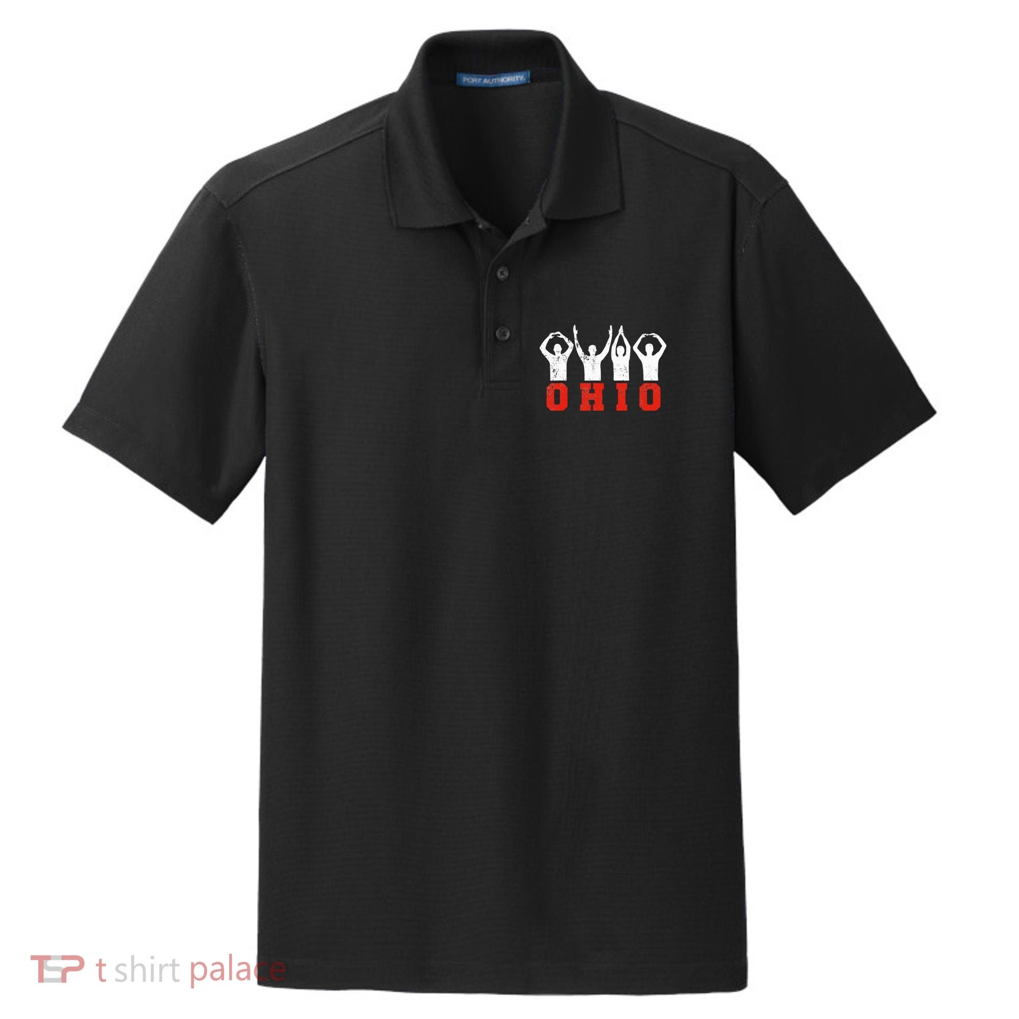 State Of Ohio Ohioan OH Trendy Distressed Dry Zone Grid Polo