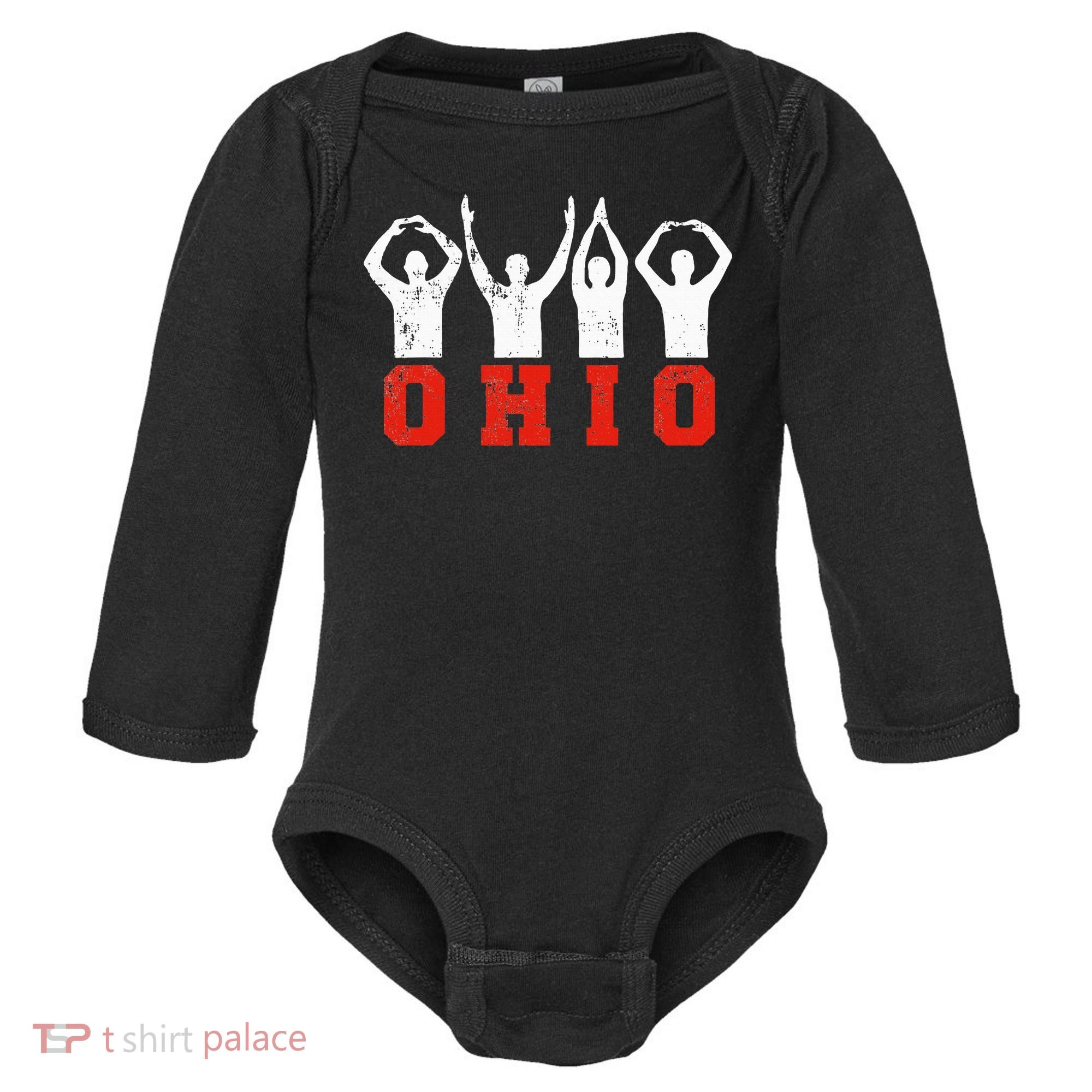 State Of Ohio Ohioan OH Trendy Distressed Baby Long Sleeve Bodysuit