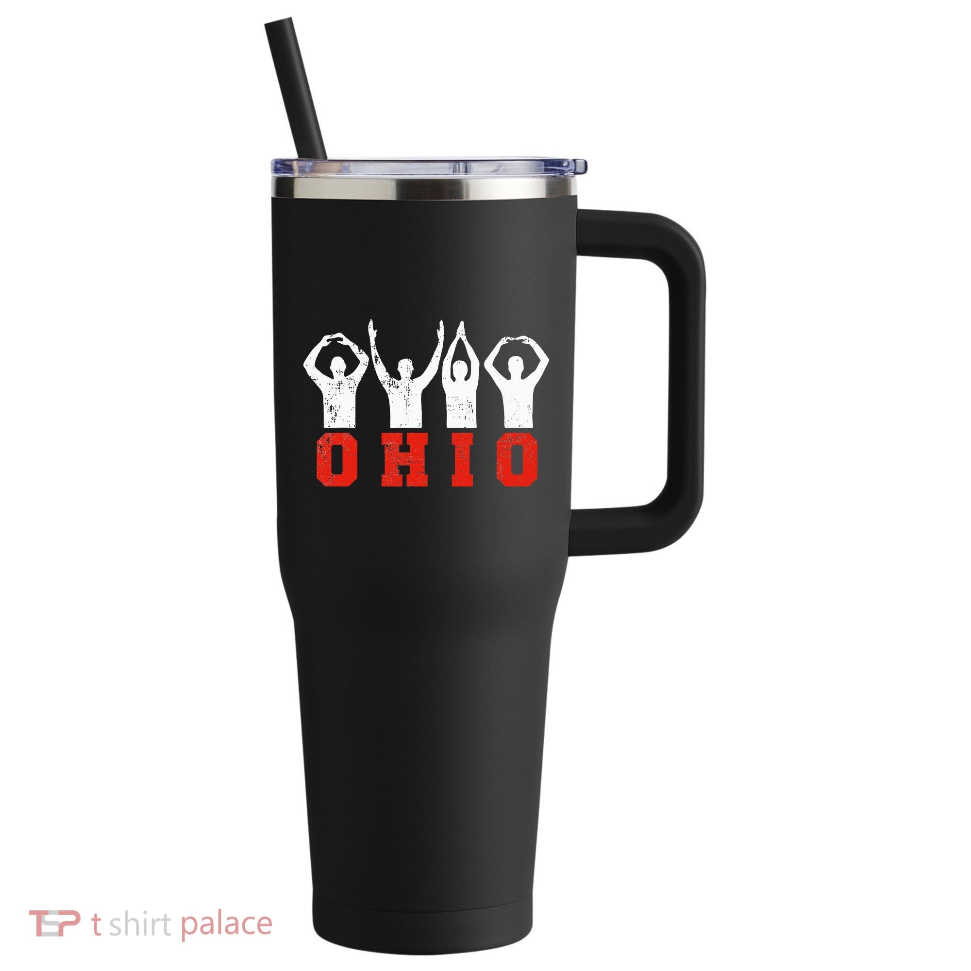 State Of Ohio Ohioan OH Trendy Distressed 40oz Vacuum Insulated Stainless Steel Travel Tumbler