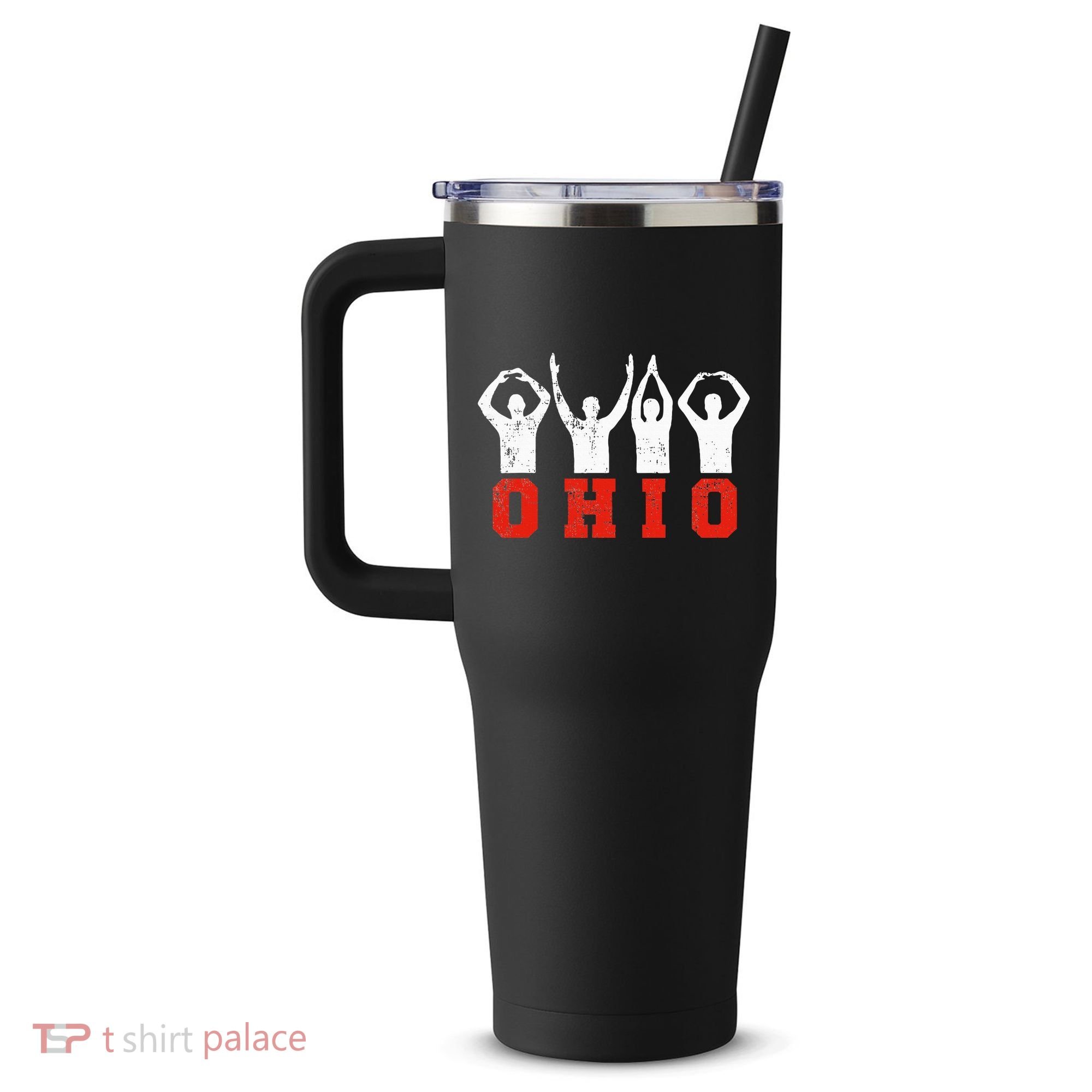 State Of Ohio Ohioan OH Trendy Distressed 40oz Vacuum Insulated Stainless Steel Travel Tumbler