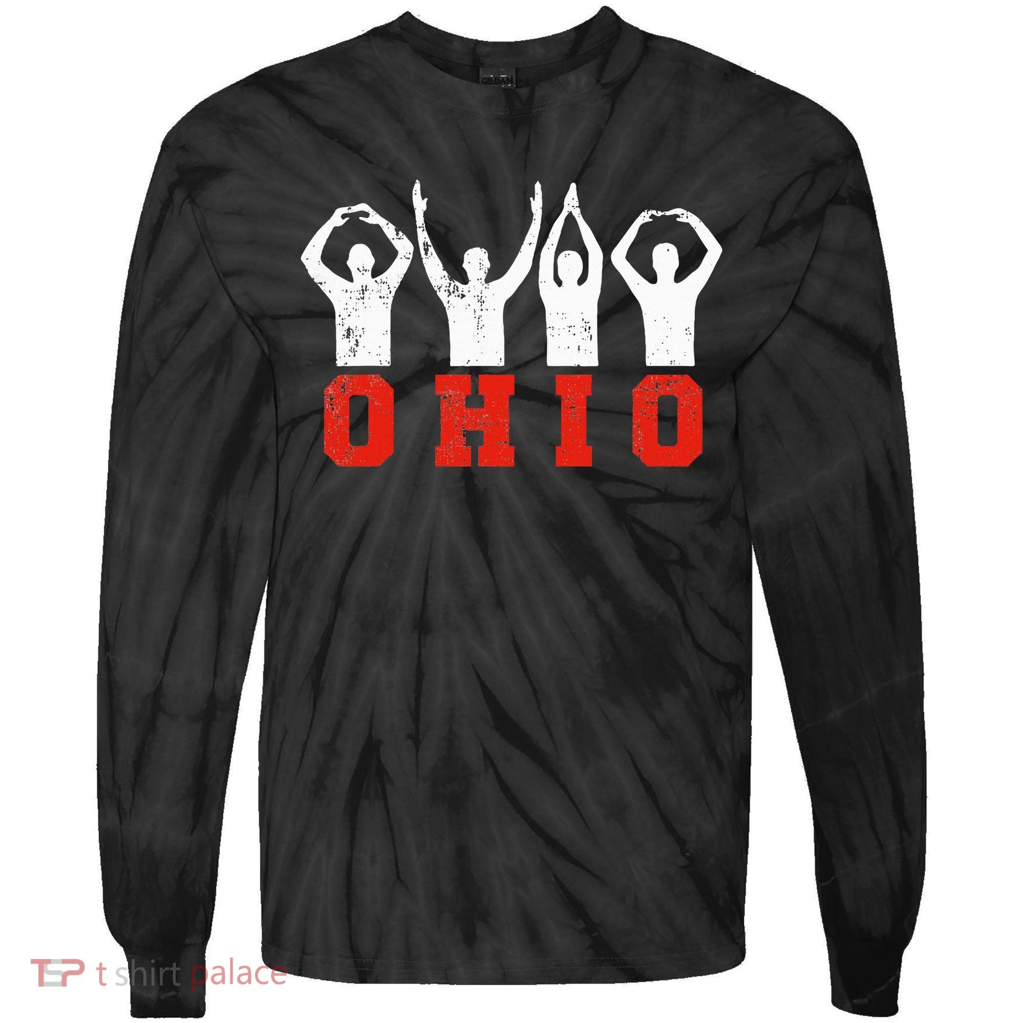 State Of Ohio Ohioan OH Trendy Distressed Tie-Dye Long Sleeve Shirt