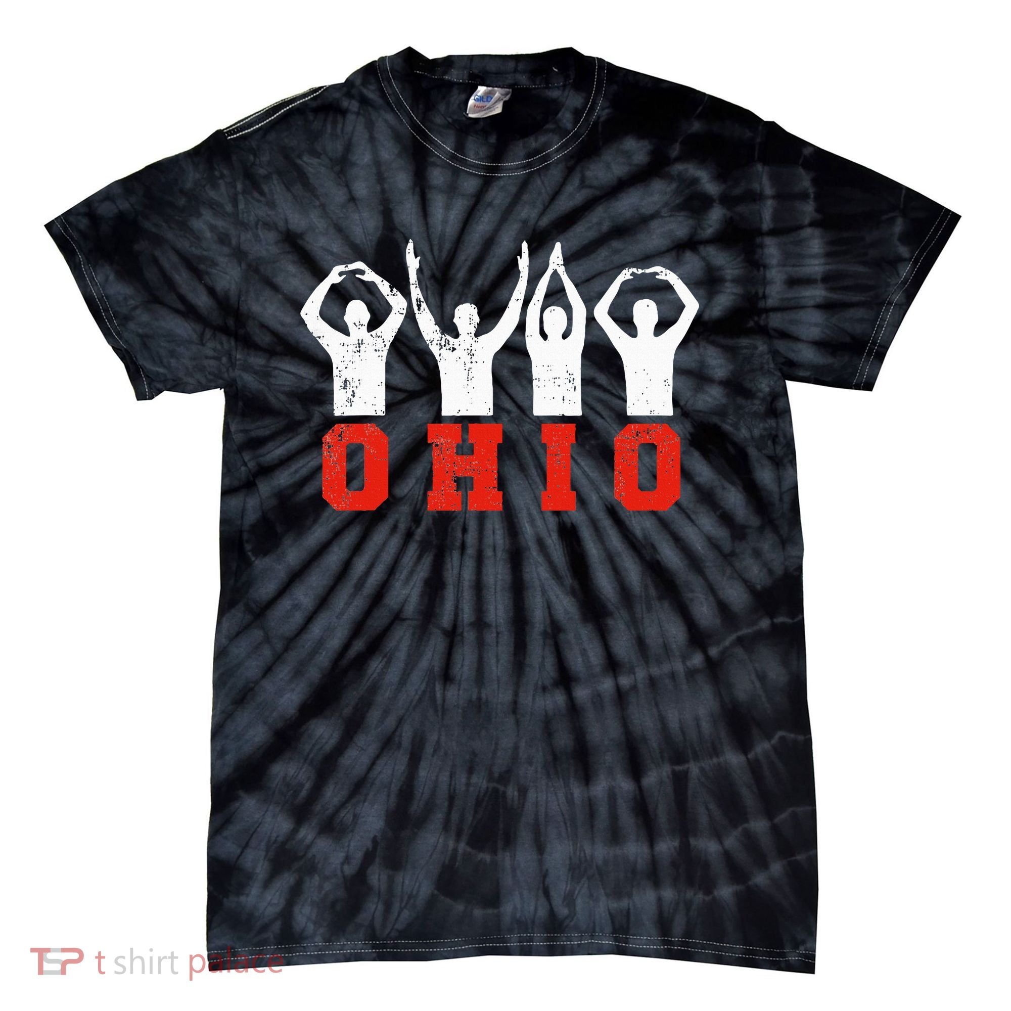 State Of Ohio Ohioan OH Trendy Distressed Tie-Dye T-Shirt