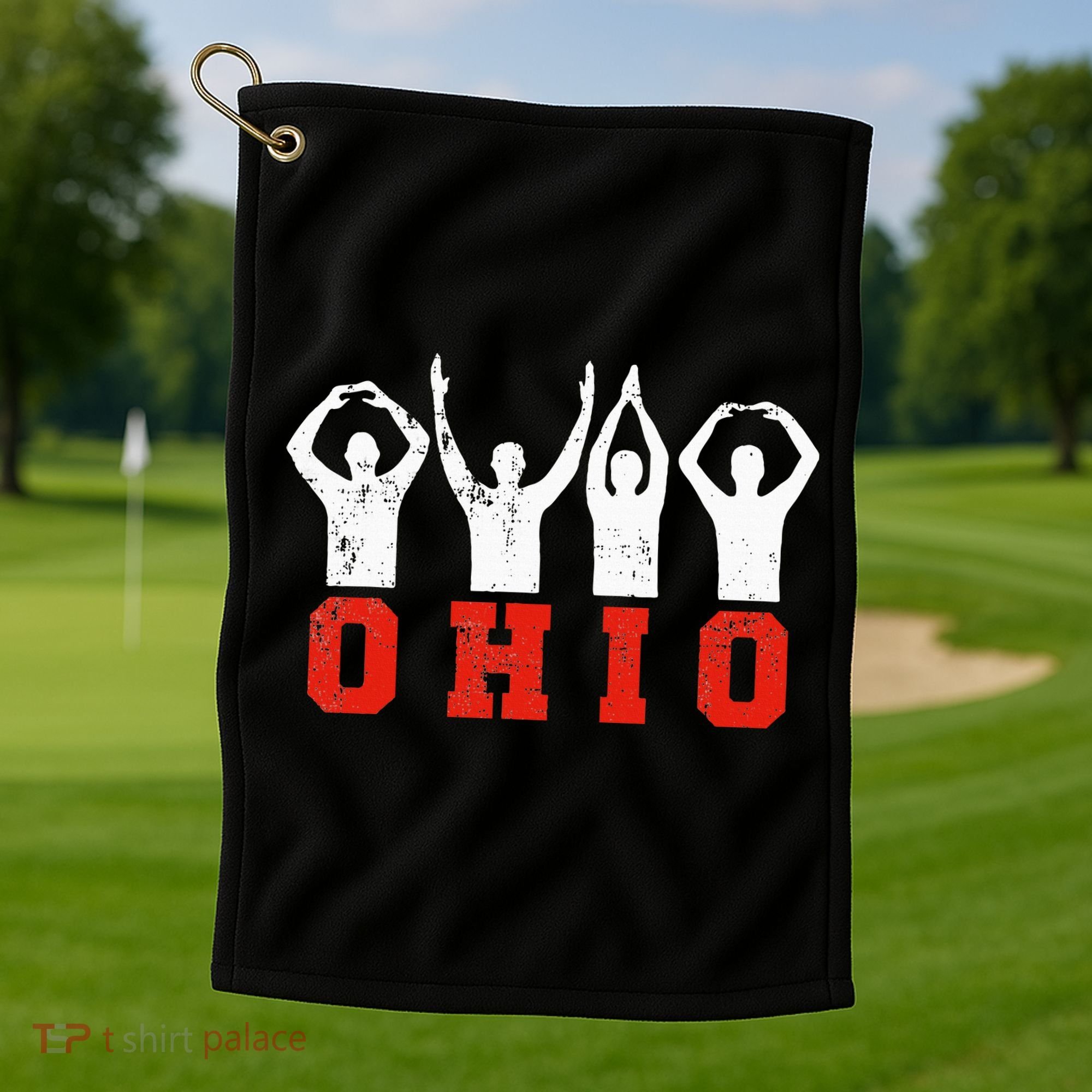 State Of Ohio Ohioan OH Trendy Distressed Golf Towel