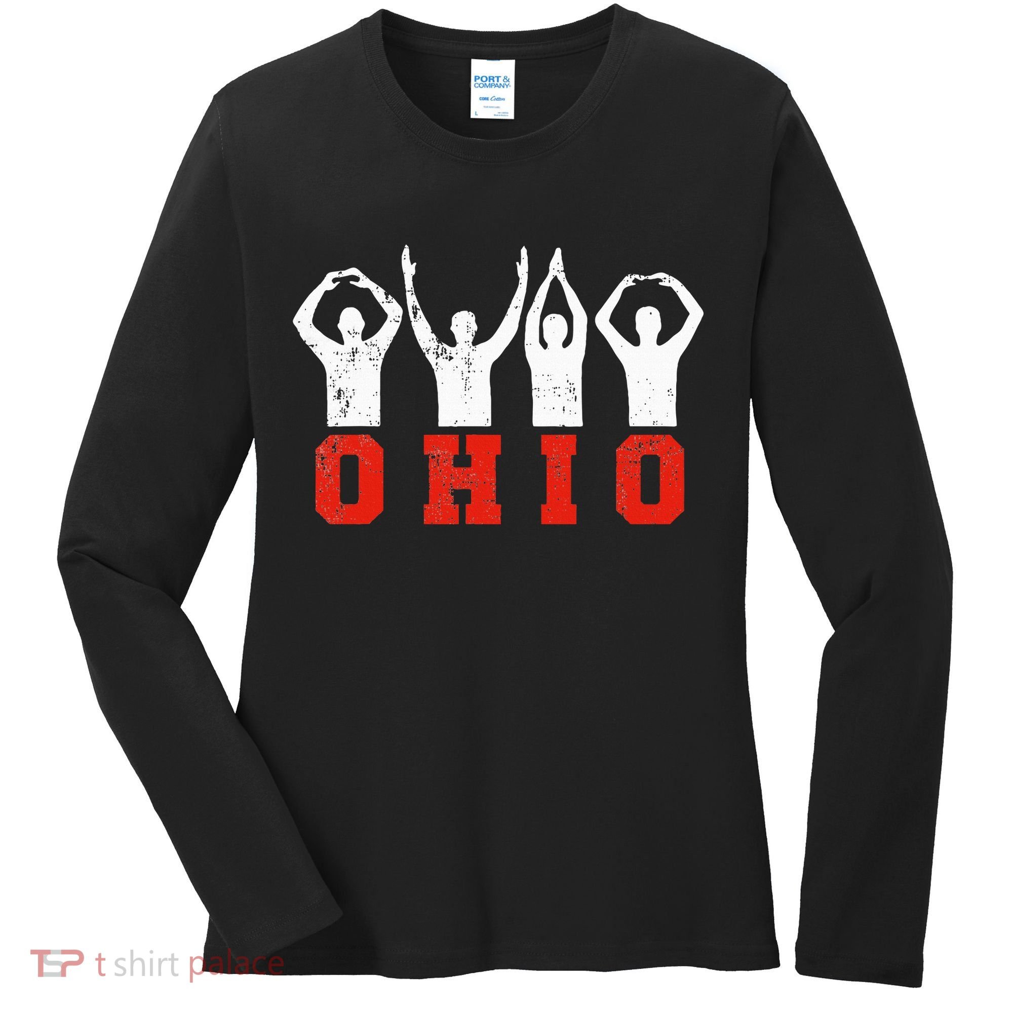 State Of Ohio Ohioan OH Trendy Distressed Women's Long Sleeve Shirt