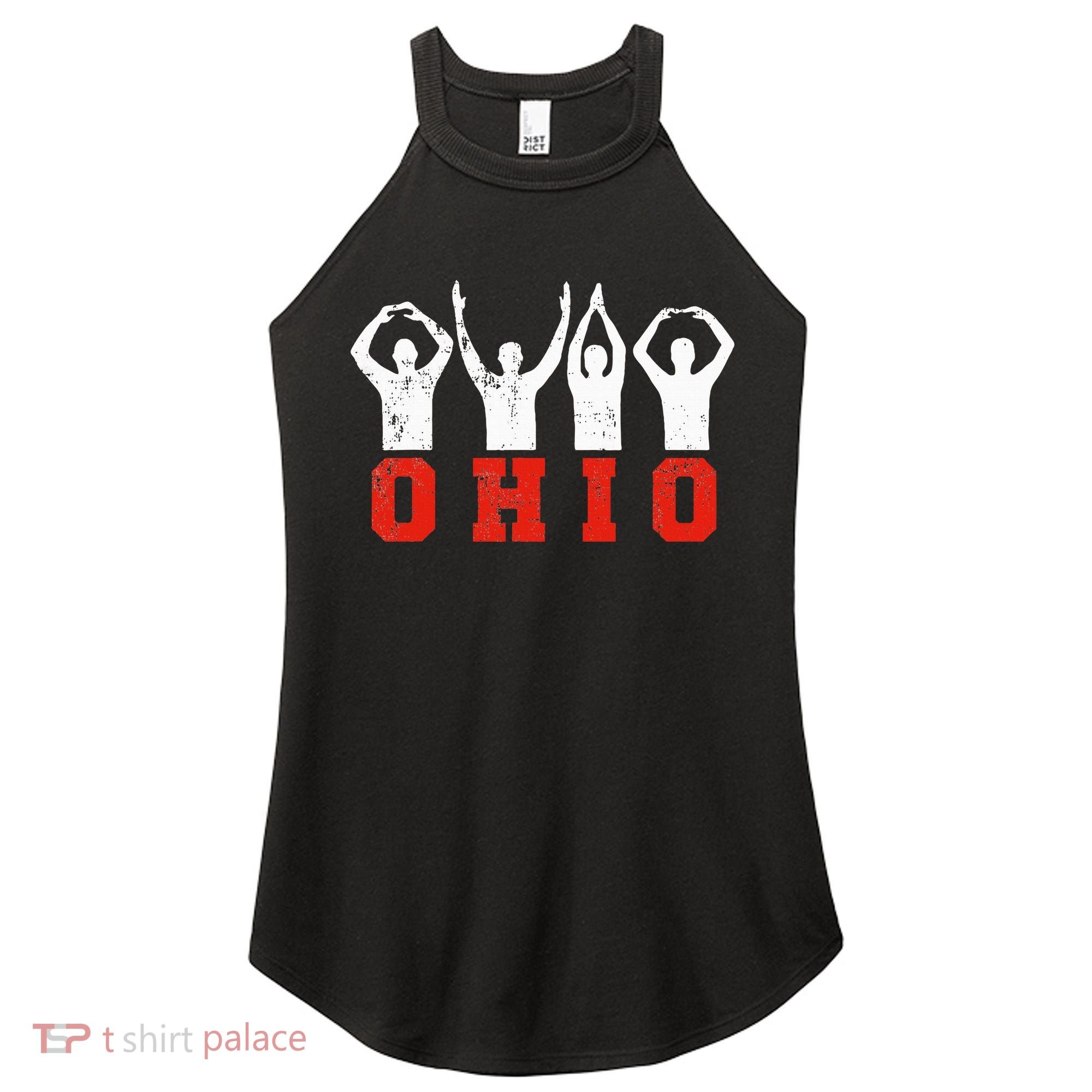 State Of Ohio Ohioan OH Trendy Distressed Women's Perfect Tri Rocker Tank