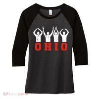 State Of Ohio Ohioan OH Trendy Distressed Women's Tri-Blend 3/4-Sleeve Raglan Shirt thumb 0