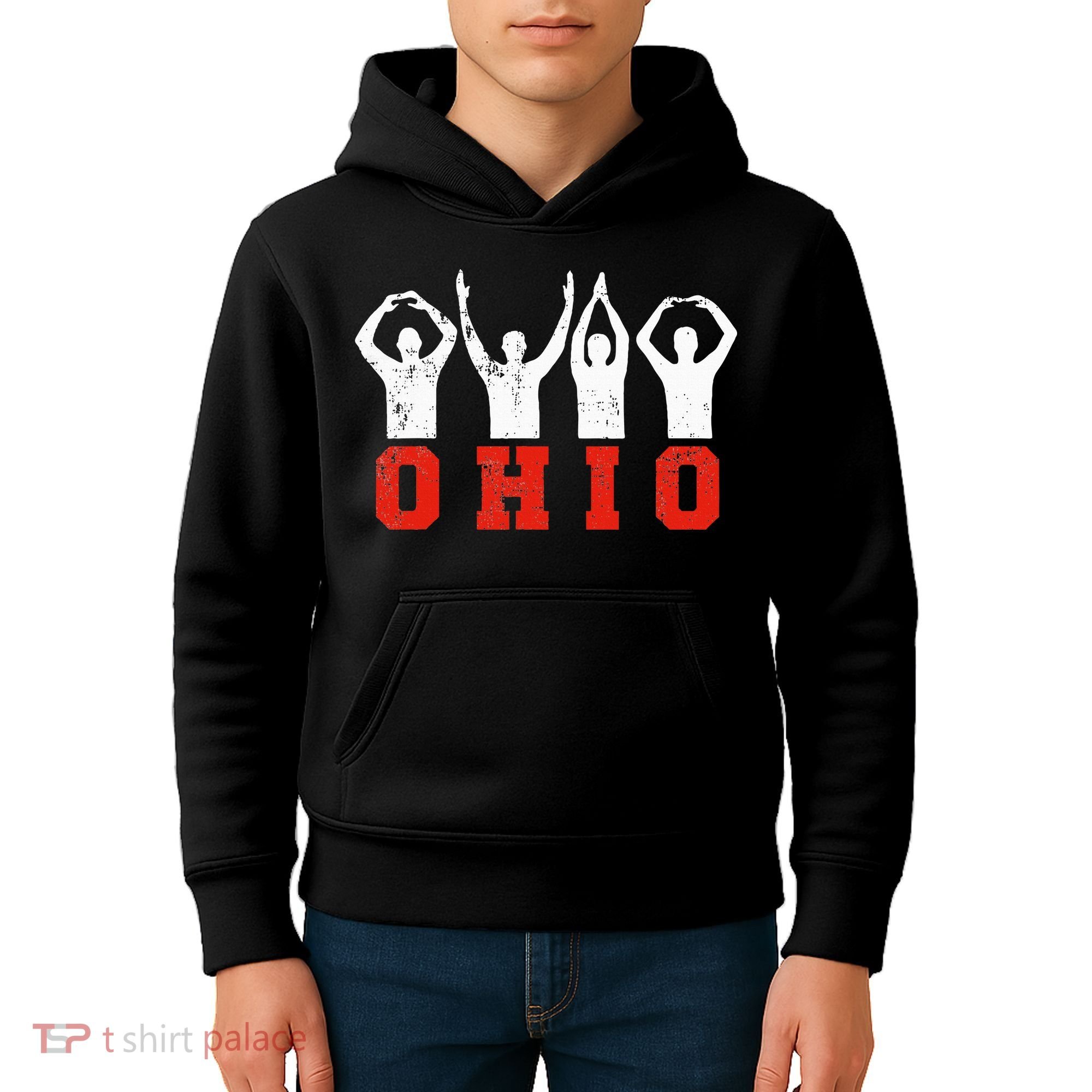 State Of Ohio Ohioan OH Trendy Distressed Kids Hoodie