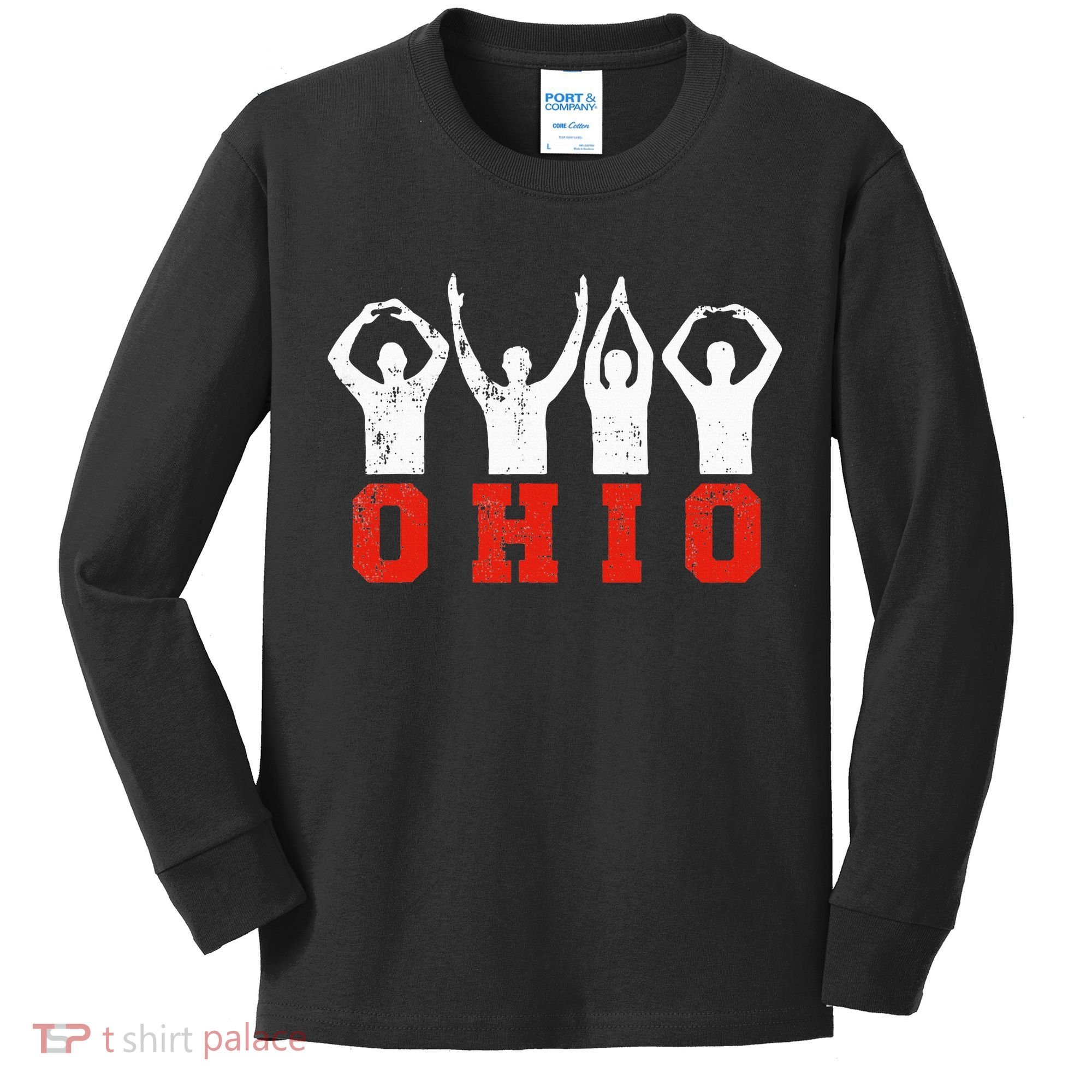 State Of Ohio Ohioan OH Trendy Distressed Kids Long Sleeve Shirt