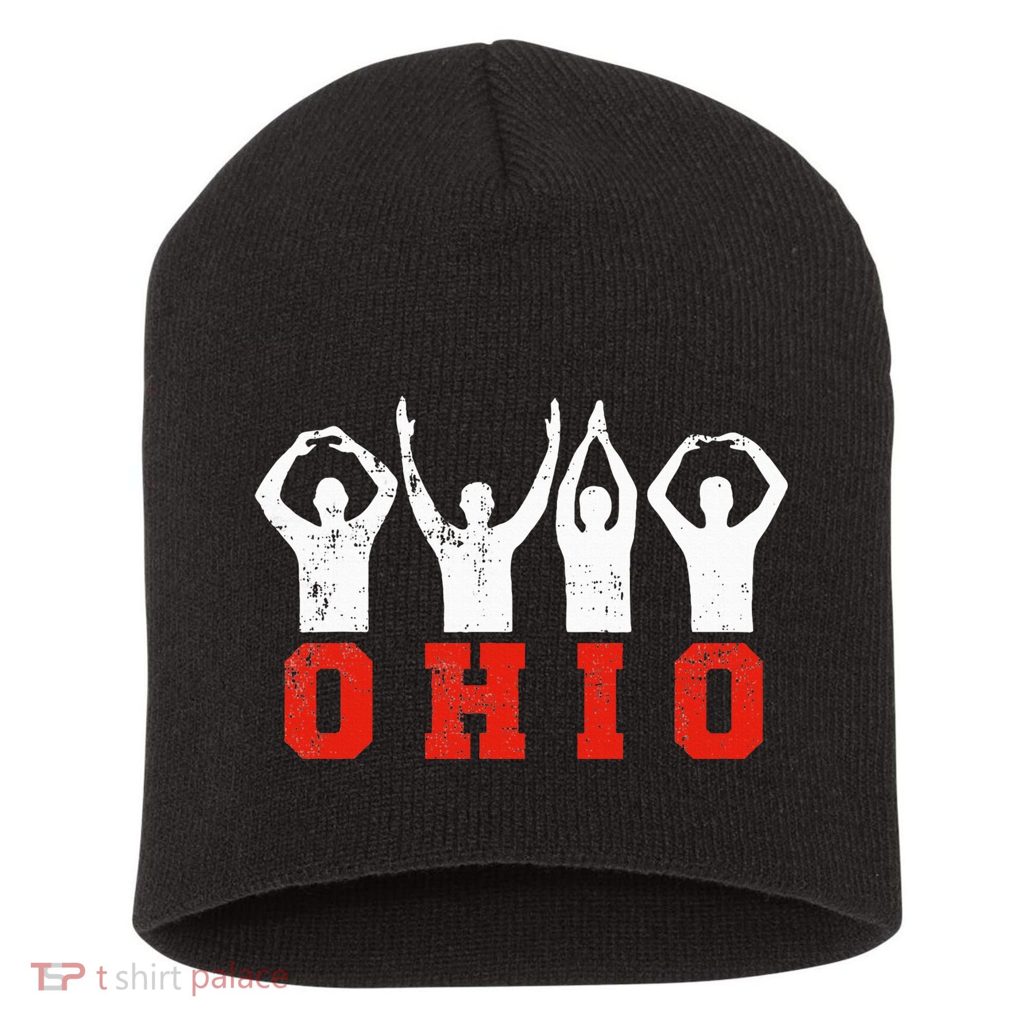State Of Ohio Ohioan OH Trendy Distressed Short Acrylic Beanie