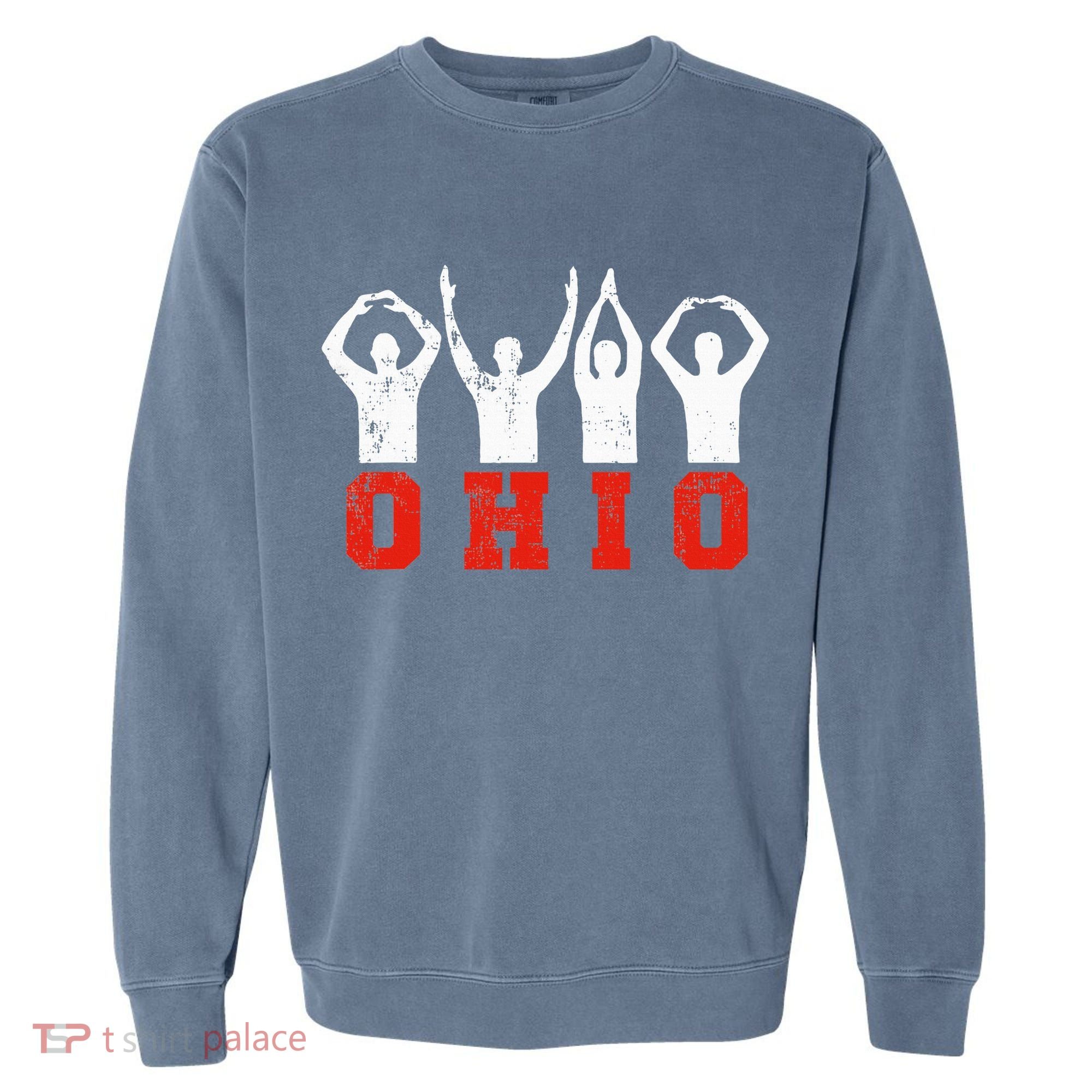 State Of Ohio Ohioan OH Trendy Distressed Garment-Dyed Sweatshirt