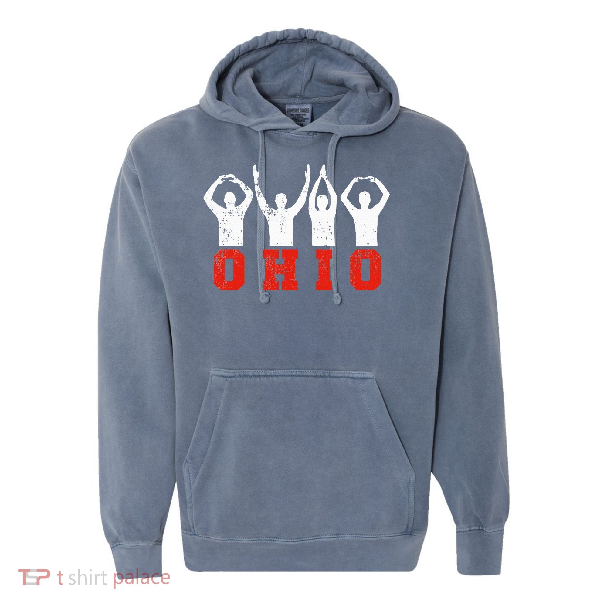 State Of Ohio Ohioan OH Trendy Distressed Comfort Colors Garment-Dyed Hooded Sweatshirt