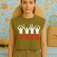 State Of Ohio Ohioan OH Trendy Distressed Garment-Dyed Women's Muscle Tee thumb 4