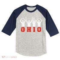 State Of Ohio Ohioan OH Trendy Distressed Kids Colorblock Raglan Jersey thumb 0