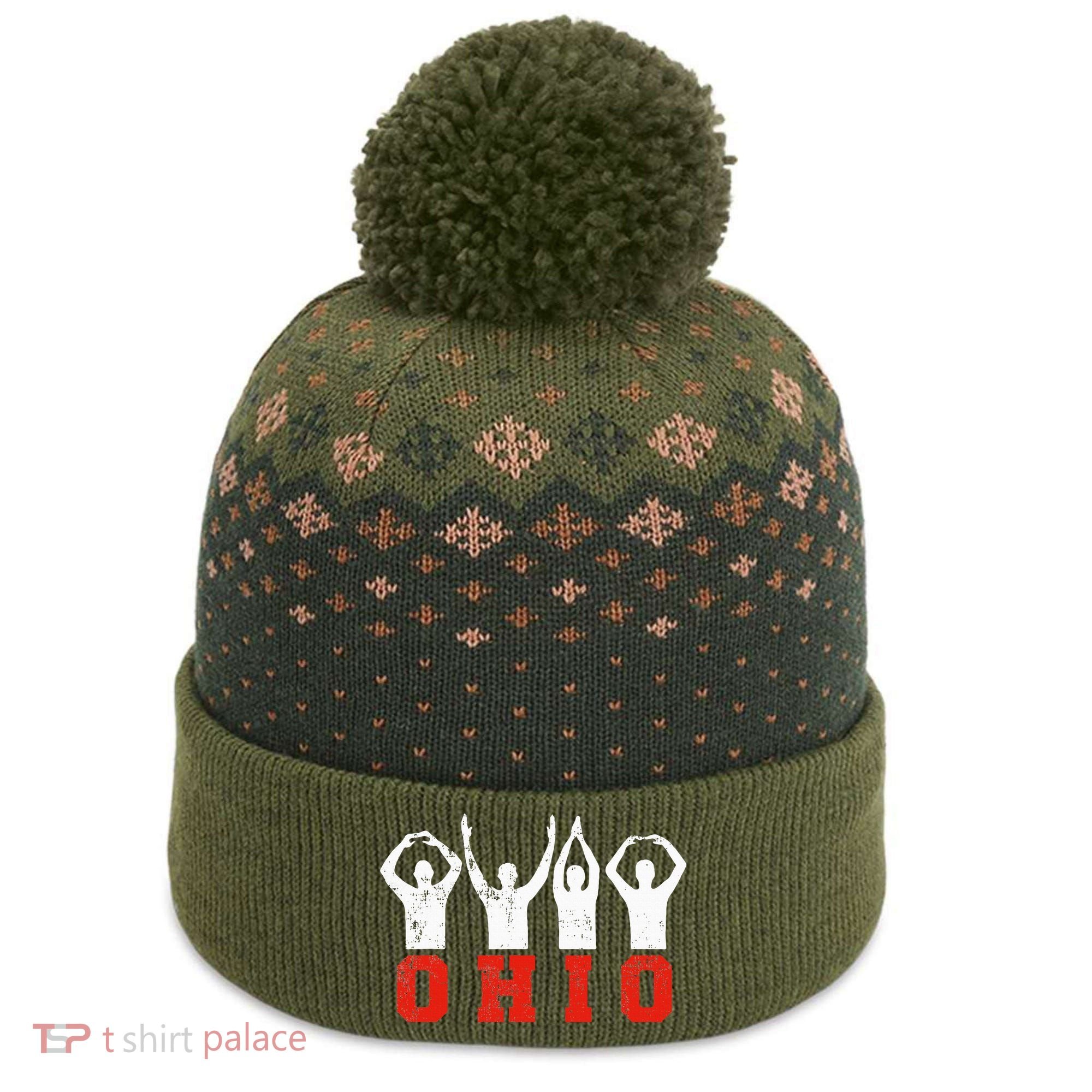 State Of Ohio Ohioan OH Trendy Distressed The Baniff Cuffed Pom Beanie