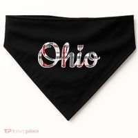 State Of Ohio Ohioan Pride Trendy Plaid Script Texgift USA-Made Doggie Bandana thumb 0