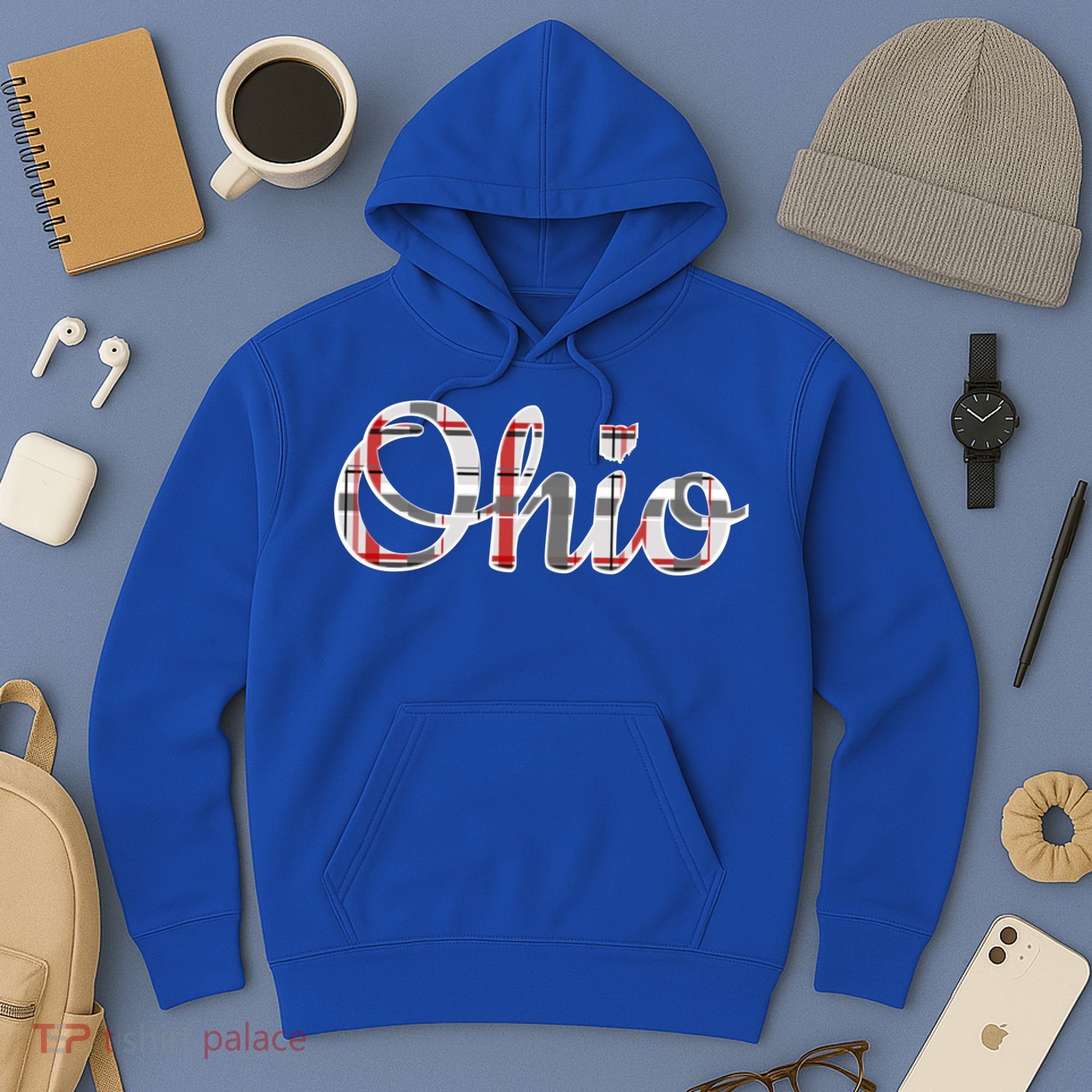 State Of Ohio Ohioan Pride Trendy Plaid Script Texgift Hoodie